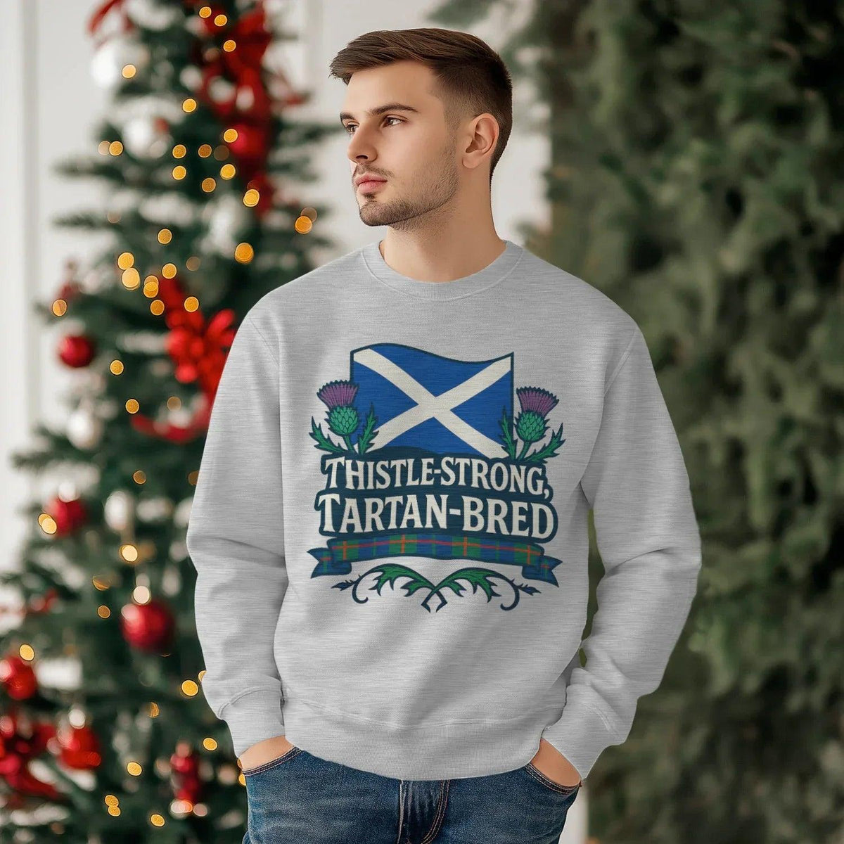 Scottish Sweatshirt - Thistle Strong Tartan Fan, Unisex - Celtic Wolfwear