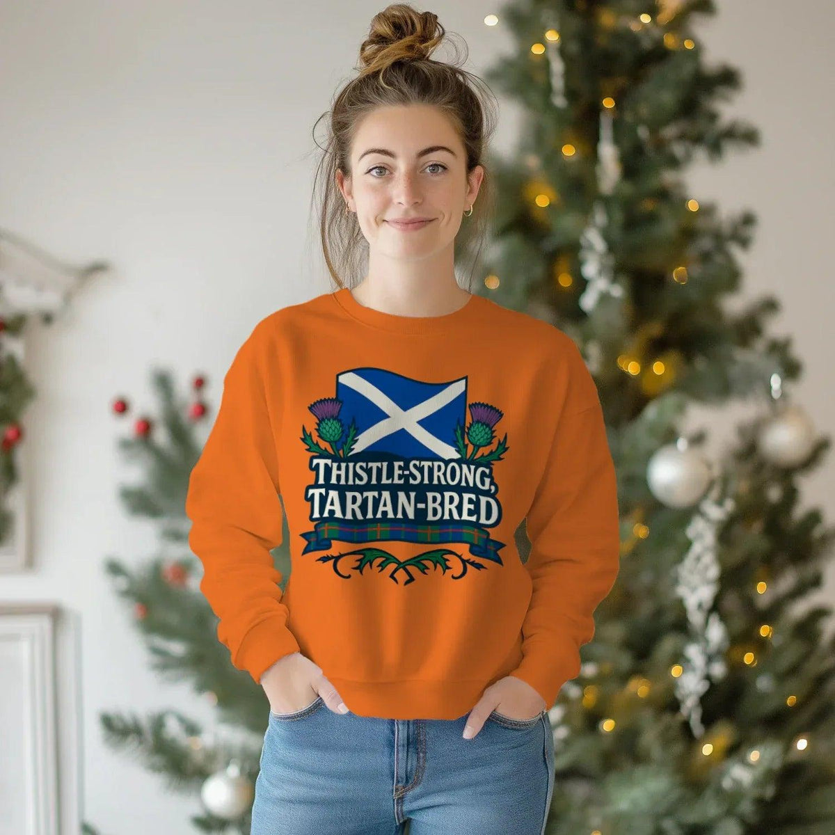 Scottish Sweatshirt - Thistle Strong Tartan Fan, Unisex - Celtic Wolfwear