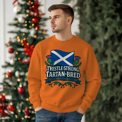 Scottish Sweatshirt - Thistle Strong Tartan Fan, Unisex - Celtic Wolfwear