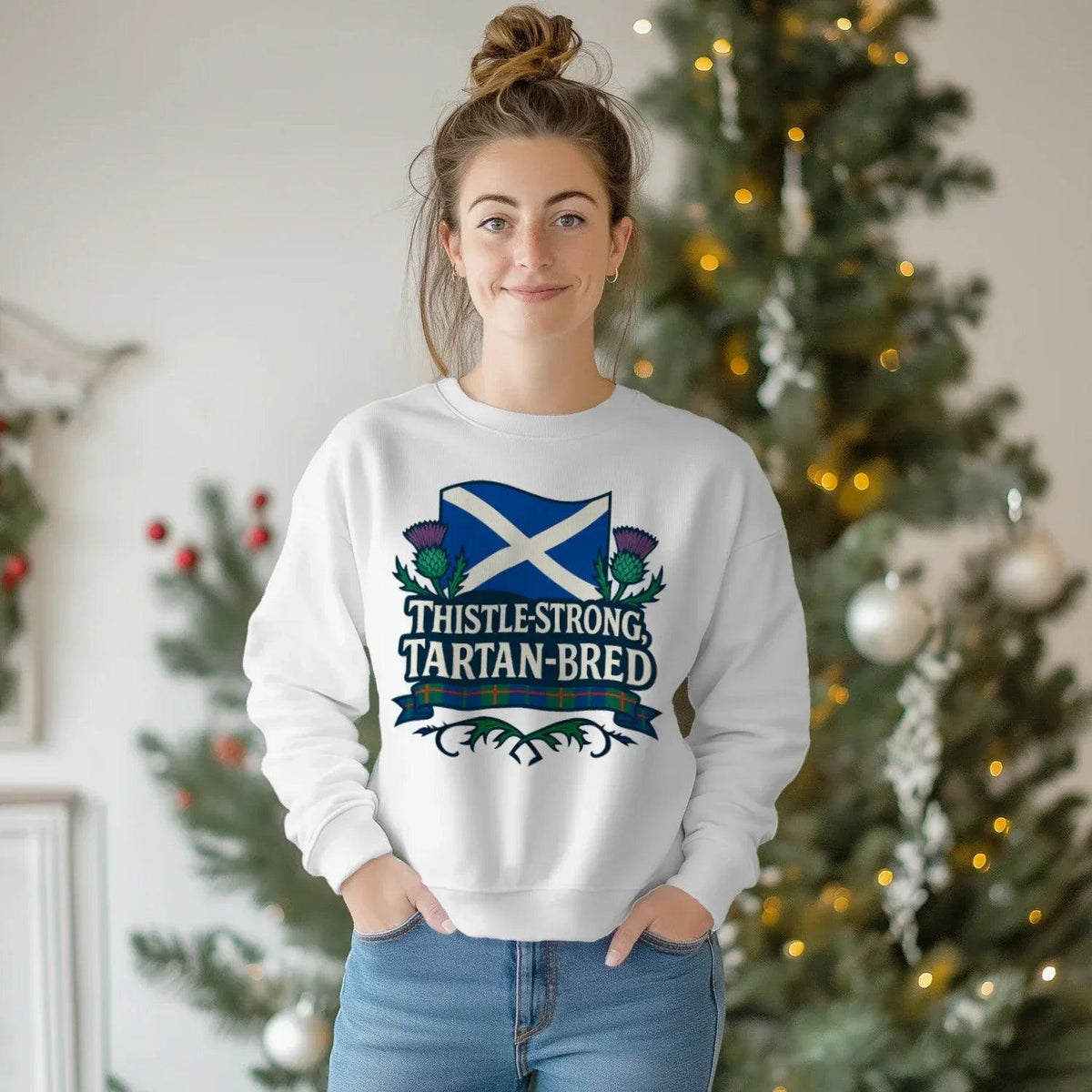 Scottish Sweatshirt - Thistle Strong Tartan Fan, Unisex - Celtic Wolfwear
