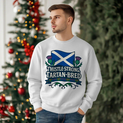 Scottish Sweatshirt - Thistle Strong Tartan Fan, Unisex - Celtic Wolfwear