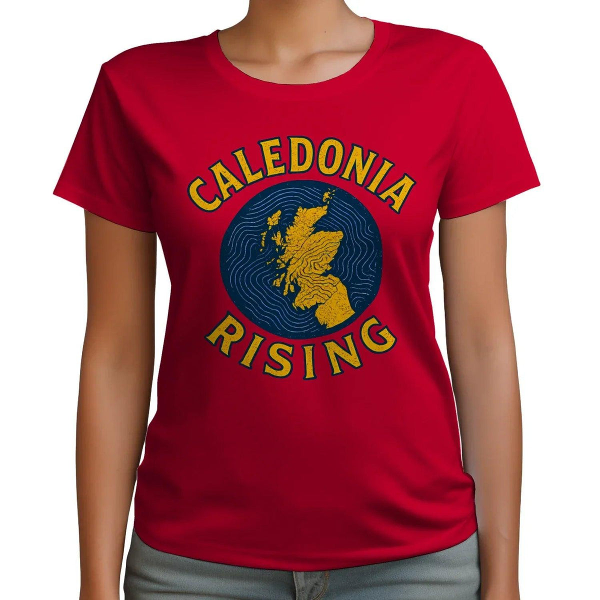 Scottish T-Shirt - Caledonia Rising Map Emblem, Unisex - Celtic Wolfwear