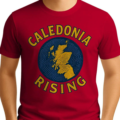 Scottish T-Shirt - Caledonia Rising Map Emblem, Unisex - Celtic Wolfwear