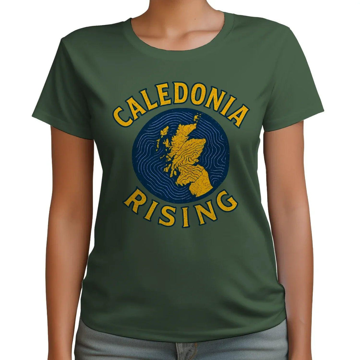 Scottish T-Shirt - Caledonia Rising Map Emblem, Unisex - Celtic Wolfwear