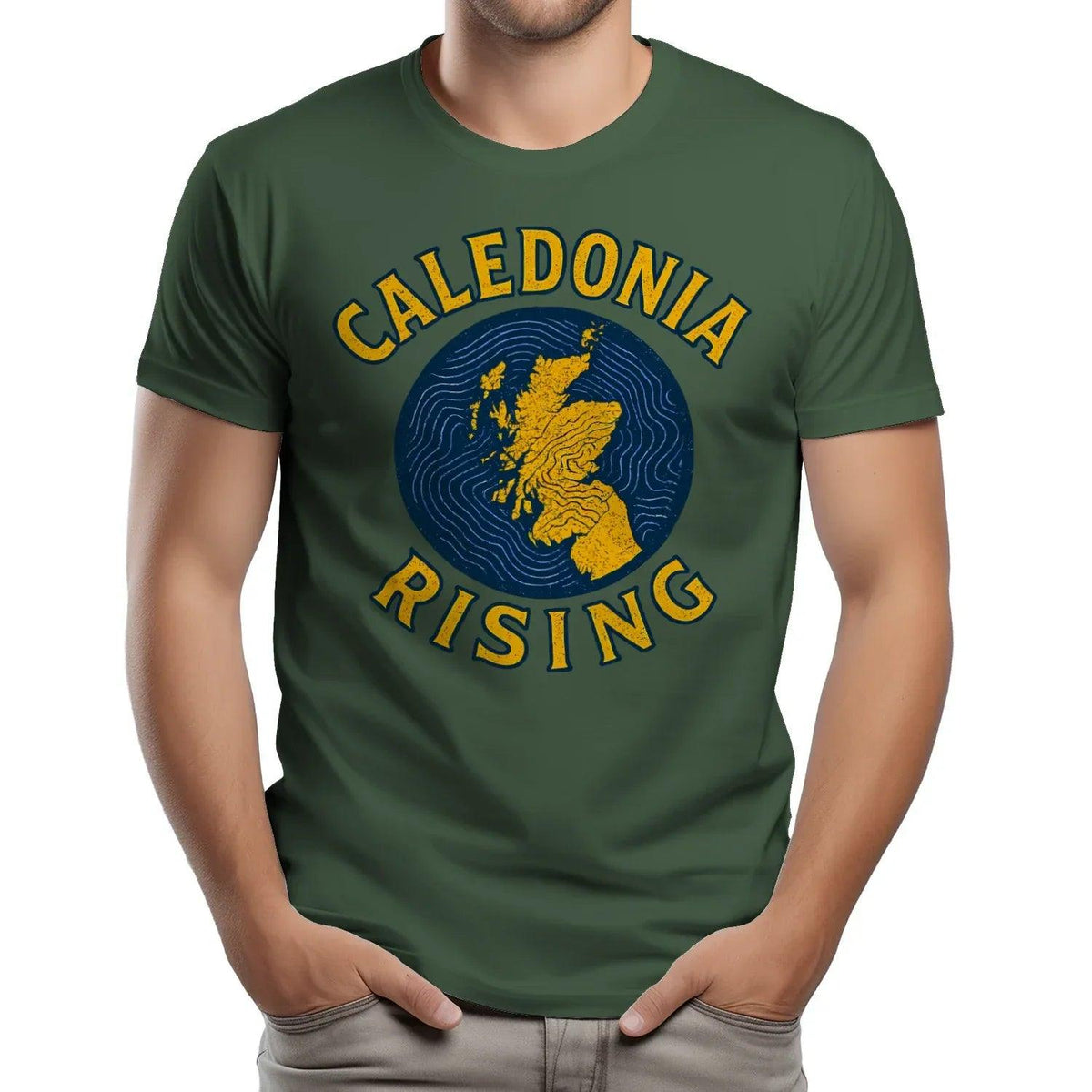 Scottish T-Shirt - Caledonia Rising Map Emblem, Unisex - Celtic Wolfwear