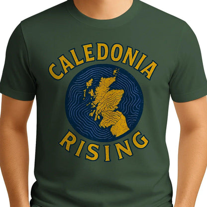Scottish T-Shirt - Caledonia Rising Map Emblem, Unisex - Celtic Wolfwear