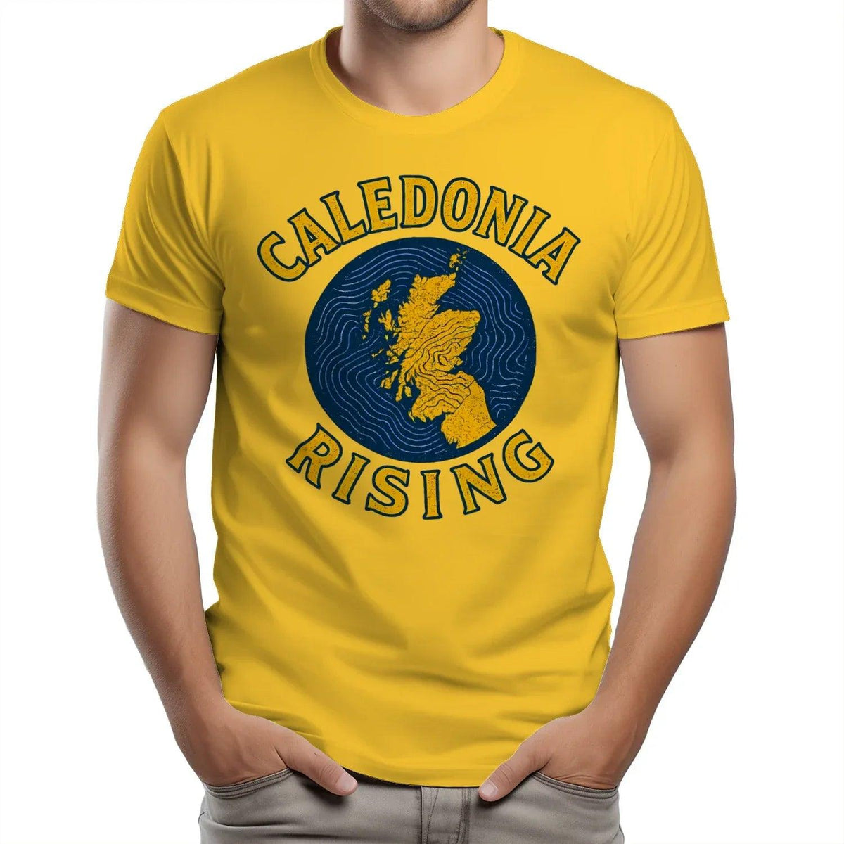 Scottish T-Shirt - Caledonia Rising Map Emblem, Unisex - Celtic Wolfwear