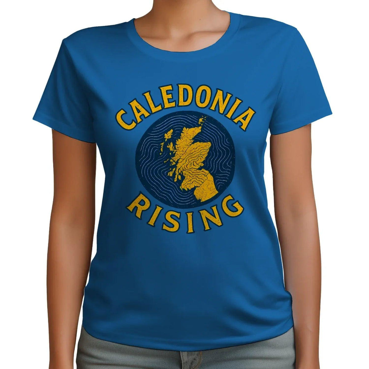Scottish T-Shirt - Caledonia Rising Map Emblem, Unisex - Celtic Wolfwear