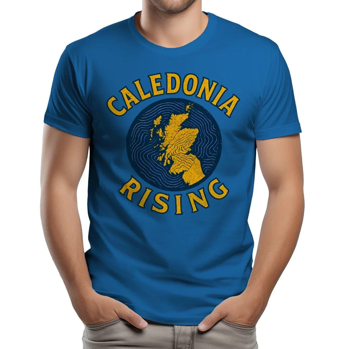Scottish T-Shirt - Caledonia Rising Map Emblem, Unisex - Celtic Wolfwear