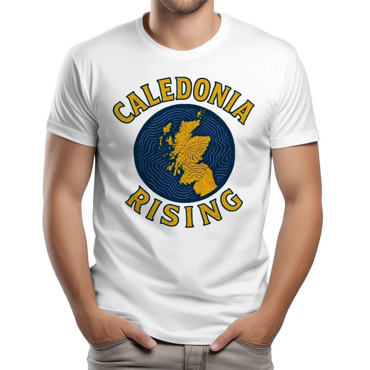 Scottish T-Shirt - Caledonia Rising Map Emblem, Unisex - Celtic Wolfwear