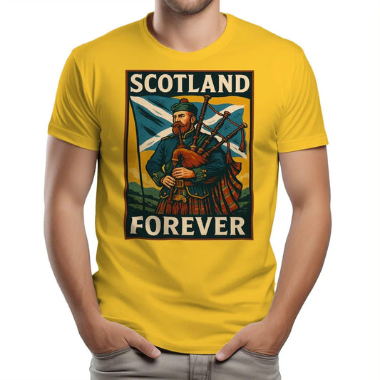 Scottish T-Shirt - Forever Highlander and Saltire Unisex - Celtic Wolfwear