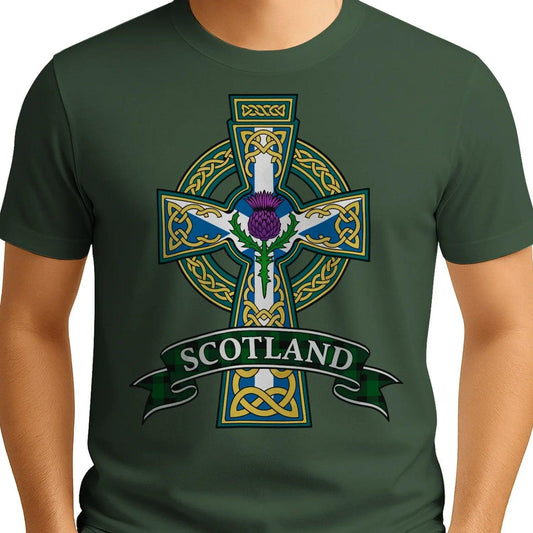 Scottish T-Shirt - Heritage Cross and Thistle, Unisex - Celtic Wolfwear