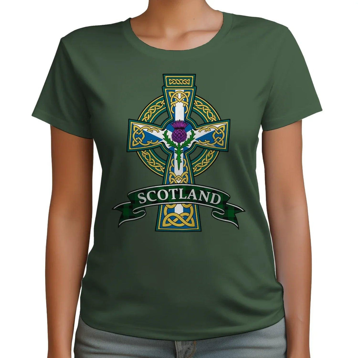 Scottish T-Shirt - Heritage Cross and Thistle, Unisex - Celtic Wolfwear