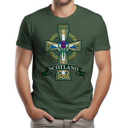 Scottish T-Shirt - Heritage Cross and Thistle, Unisex - Celtic Wolfwear