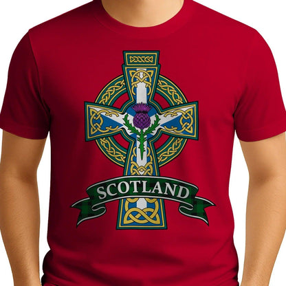 Scottish T-Shirt - Heritage Cross and Thistle, Unisex - Celtic Wolfwear