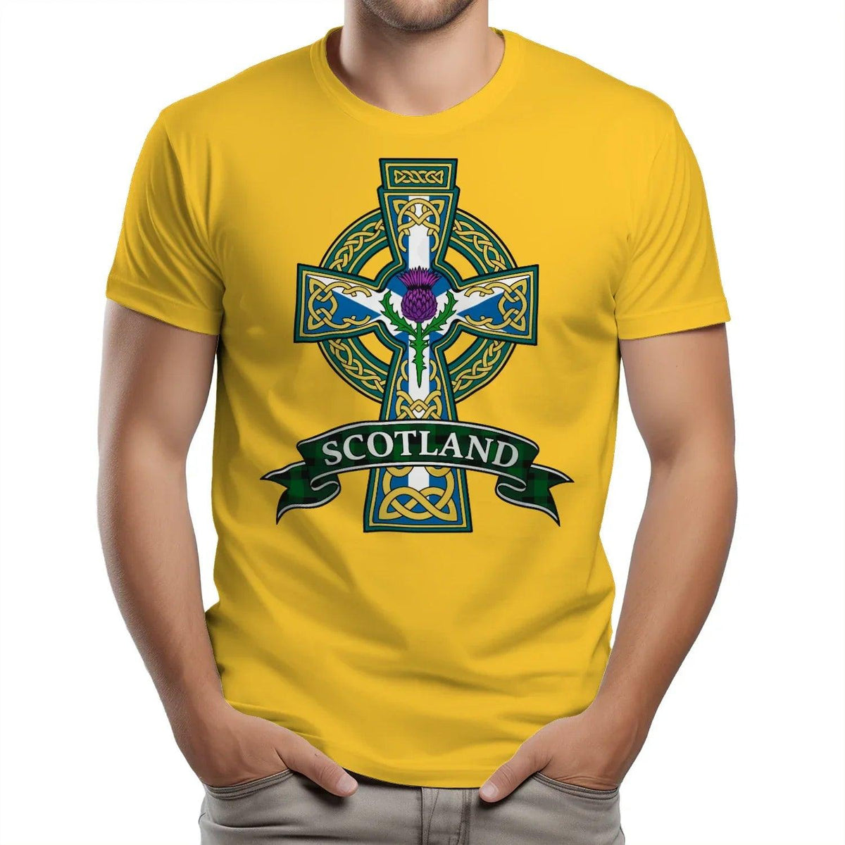 Scottish T-Shirt - Heritage Cross and Thistle, Unisex - Celtic Wolfwear