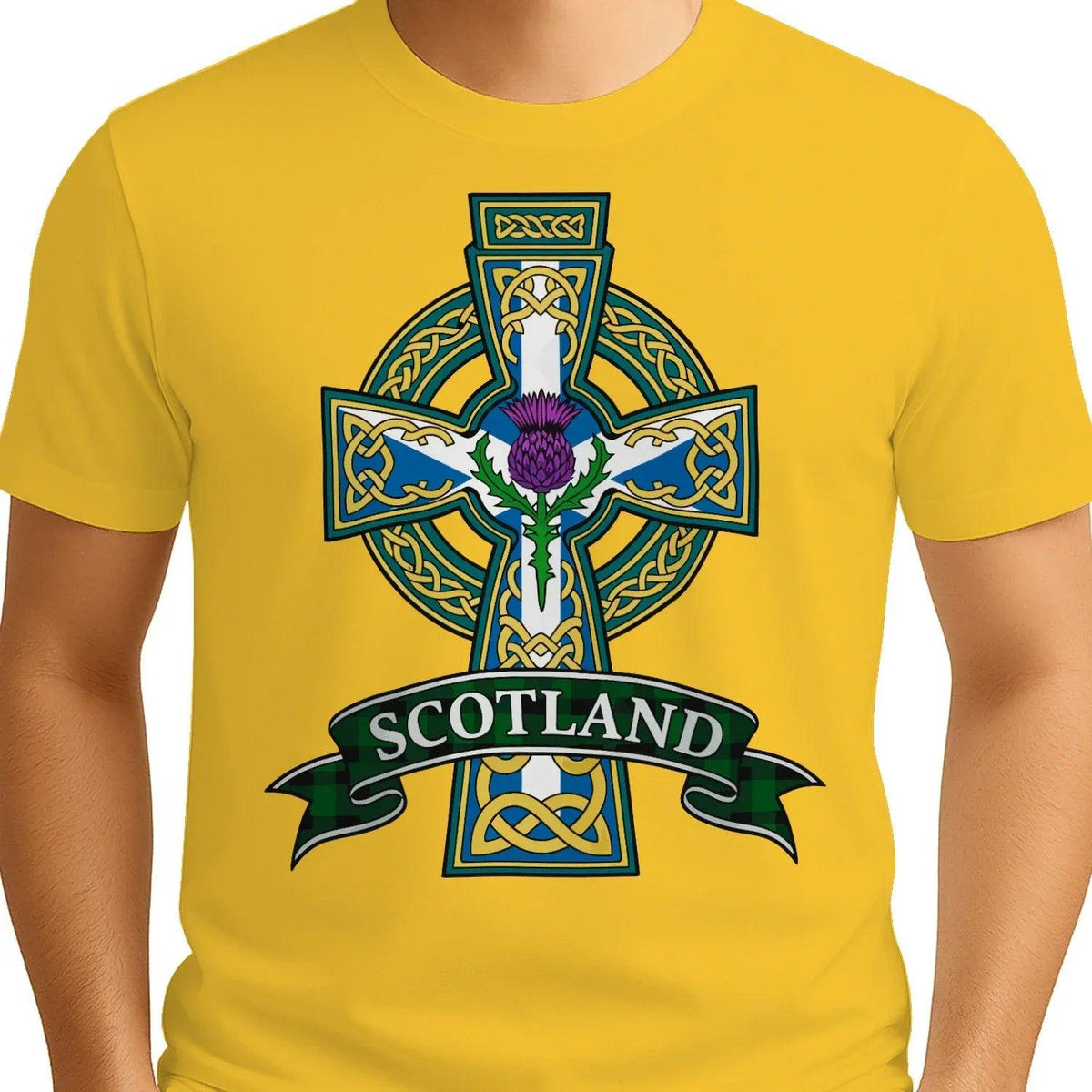 Scottish T-Shirt - Heritage Cross and Thistle, Unisex - Celtic Wolfwear
