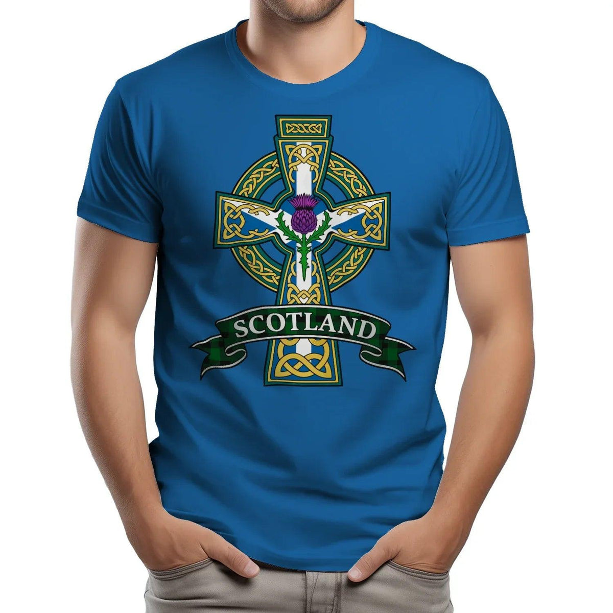 Scottish T-Shirt - Heritage Cross and Thistle, Unisex - Celtic Wolfwear