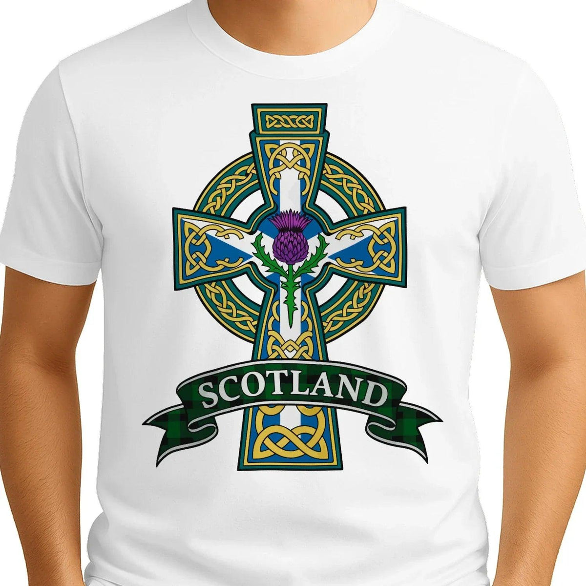 Scottish T-Shirt - Heritage Cross and Thistle, Unisex - Celtic Wolfwear