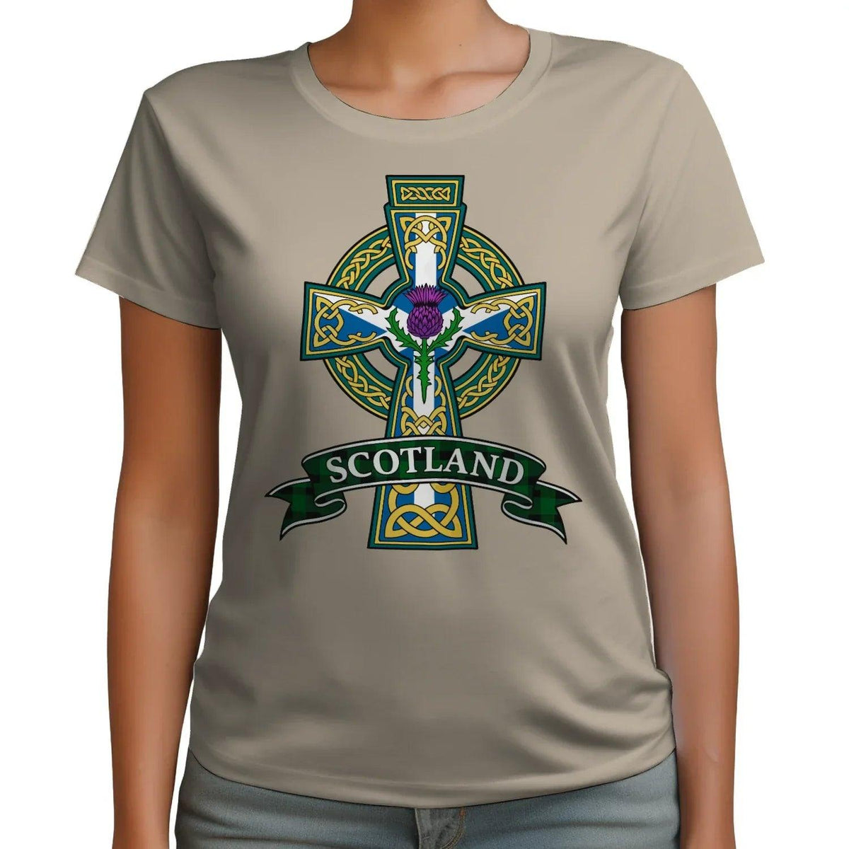 Scottish T-Shirt - Heritage Cross and Thistle, Unisex - Celtic Wolfwear