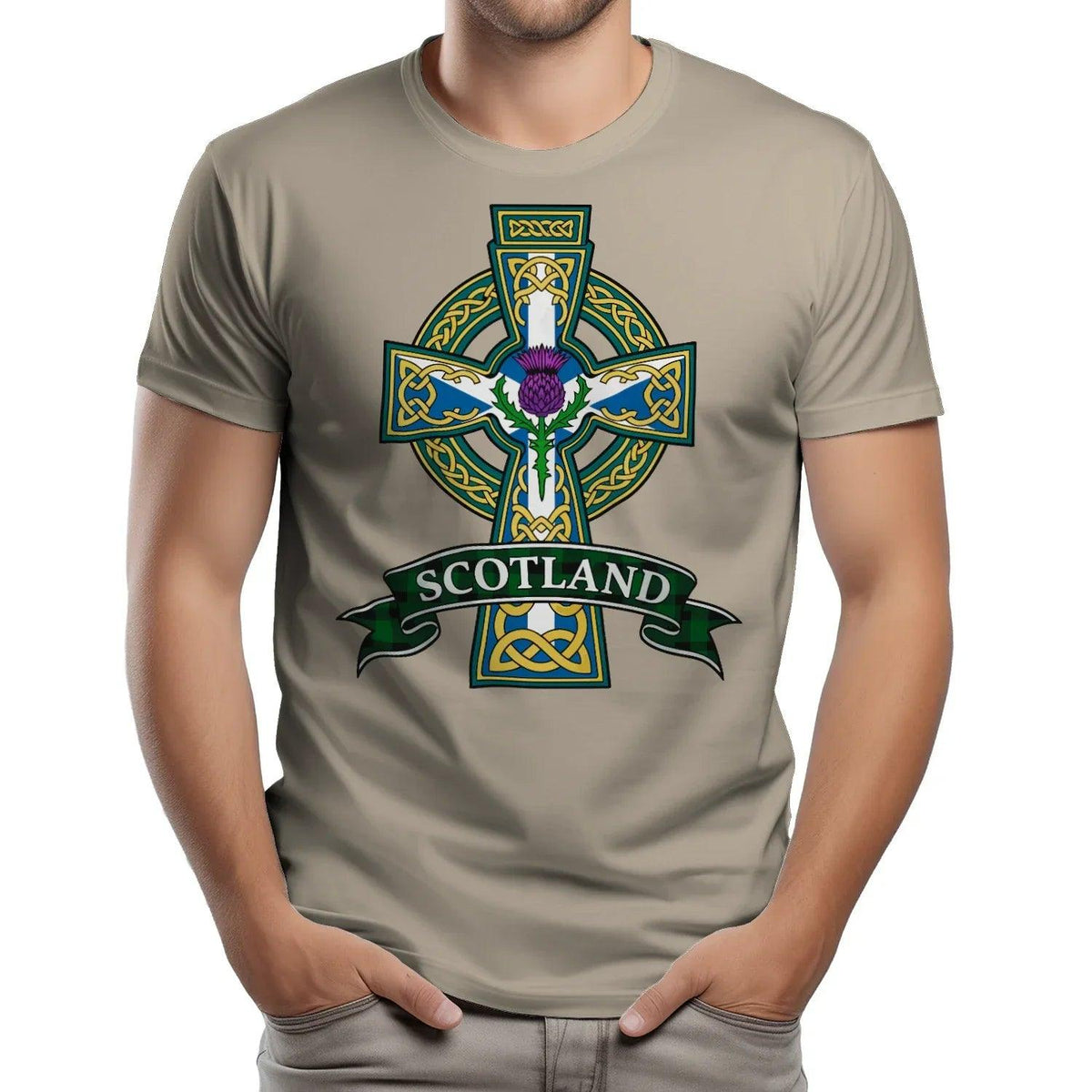 Scottish T-Shirt - Heritage Cross and Thistle, Unisex - Celtic Wolfwear