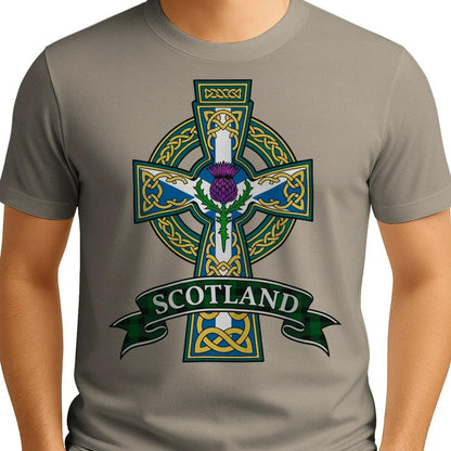 Scottish T-Shirt - Heritage Cross and Thistle, Unisex - Celtic Wolfwear