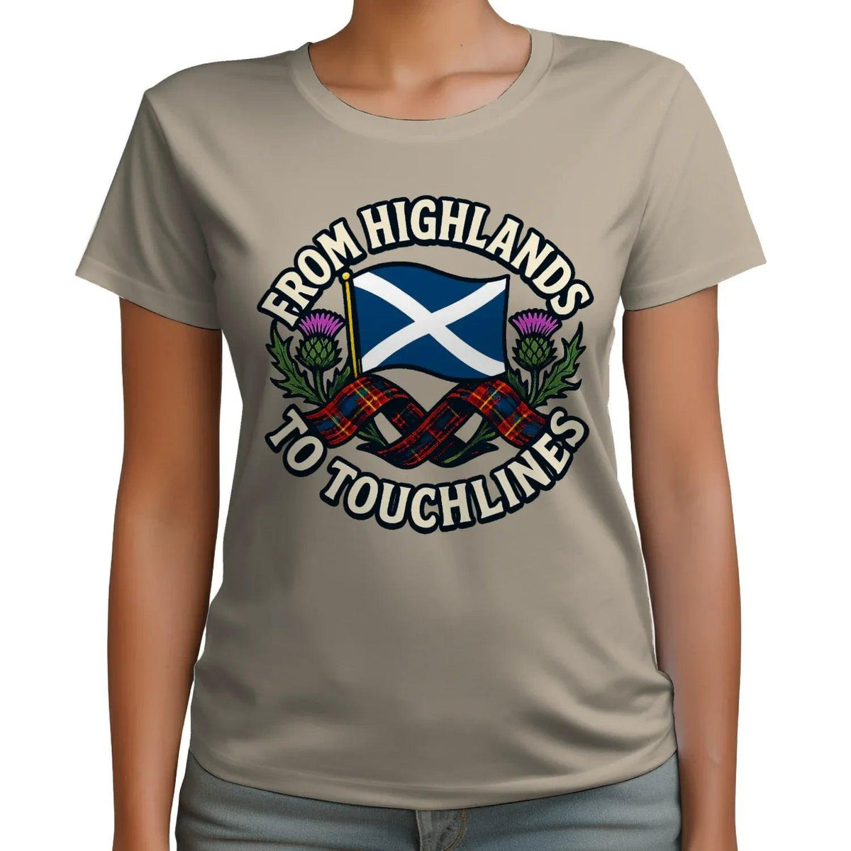 Scottish T-Shirt - Highlands to Touchlines Saltire Tartan - Celtic Wolfwear