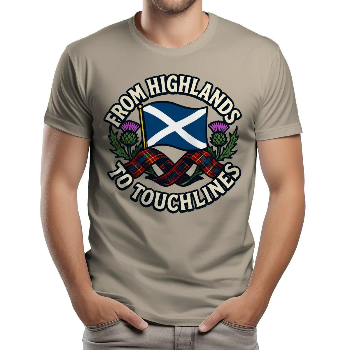 Scottish T-Shirt - Highlands to Touchlines Saltire Tartan - Celtic Wolfwear