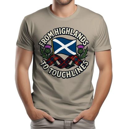 Scottish T-Shirt - Highlands to Touchlines Saltire Tartan - Celtic Wolfwear