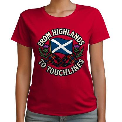 Scottish T-Shirt - Highlands to Touchlines Saltire Tartan - Celtic Wolfwear