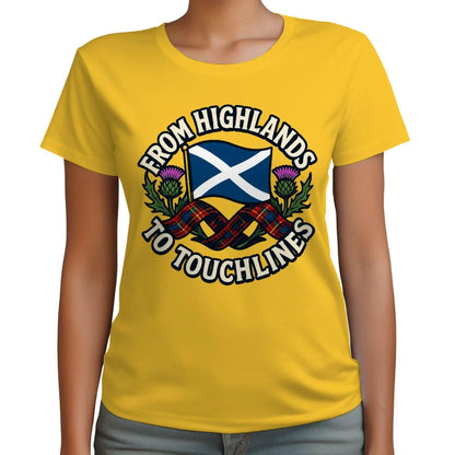 Scottish T-Shirt - Highlands to Touchlines Saltire Tartan - Celtic Wolfwear