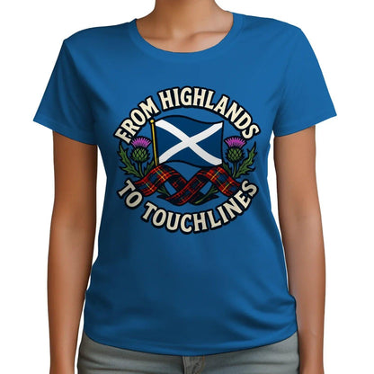 Scottish T-Shirt - Highlands to Touchlines Saltire Tartan - Celtic Wolfwear