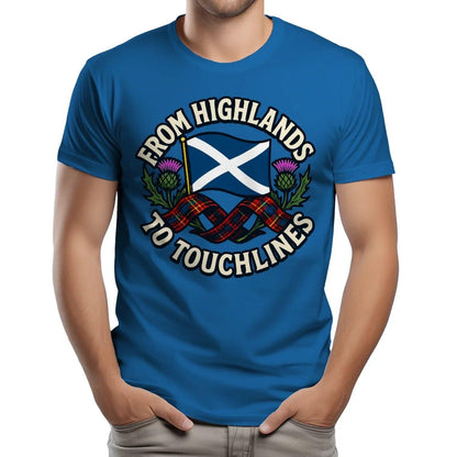 Scottish T-Shirt - Highlands to Touchlines Saltire Tartan - Celtic Wolfwear