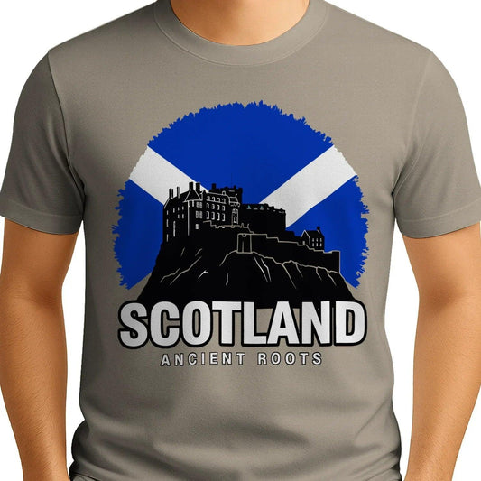 Scottish T-Shirt - Saltire Flag Ancient Roots, Unisex - Celtic Wolfwear