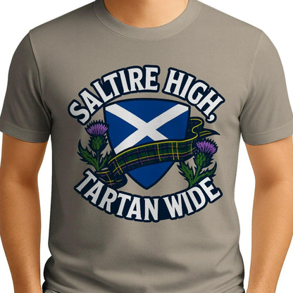 Scottish T-Shirt - Saltire High Tartan Wide, Unisex - Celtic Wolfwear