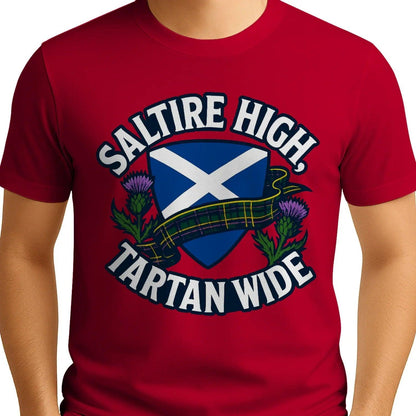 Scottish T-Shirt - Saltire High Tartan Wide, Unisex - Celtic Wolfwear