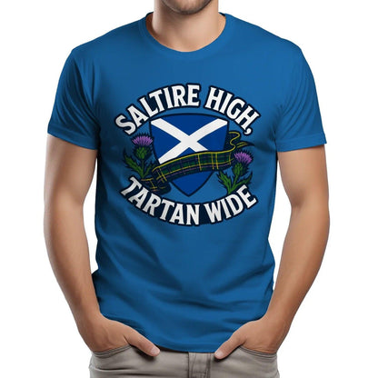 Scottish T-Shirt - Saltire High Tartan Wide, Unisex - Celtic Wolfwear