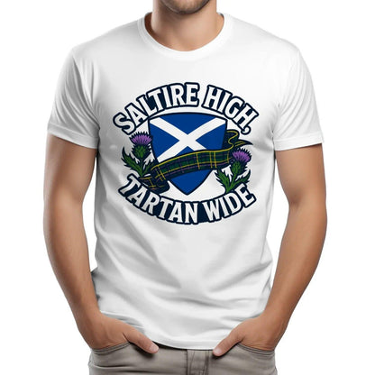 Scottish T-Shirt - Saltire High Tartan Wide, Unisex - Celtic Wolfwear