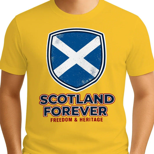 Scottish T-Shirt - Saltire Shield, Unisex Matchday Wear - Celtic Wolfwear
