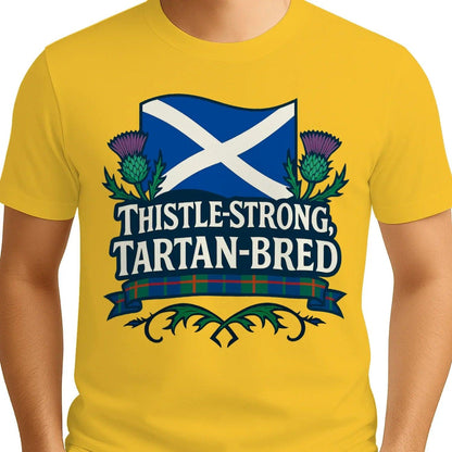 Scottish T-Shirt - Thistle Strong Tartan Unisex Streetwear - Celtic Wolfwear