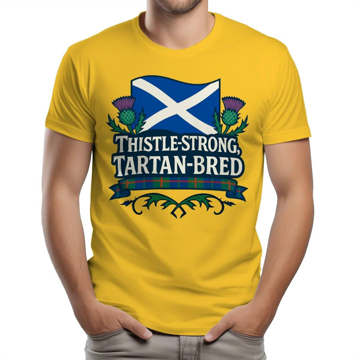 Scottish T-Shirt - Thistle Strong Tartan Unisex Streetwear - Celtic Wolfwear