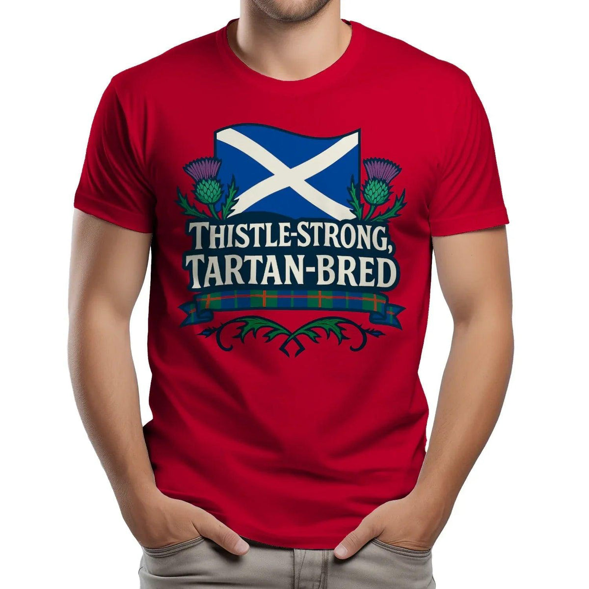 Scottish T-Shirt - Thistle Strong Tartan Unisex Streetwear - Celtic Wolfwear