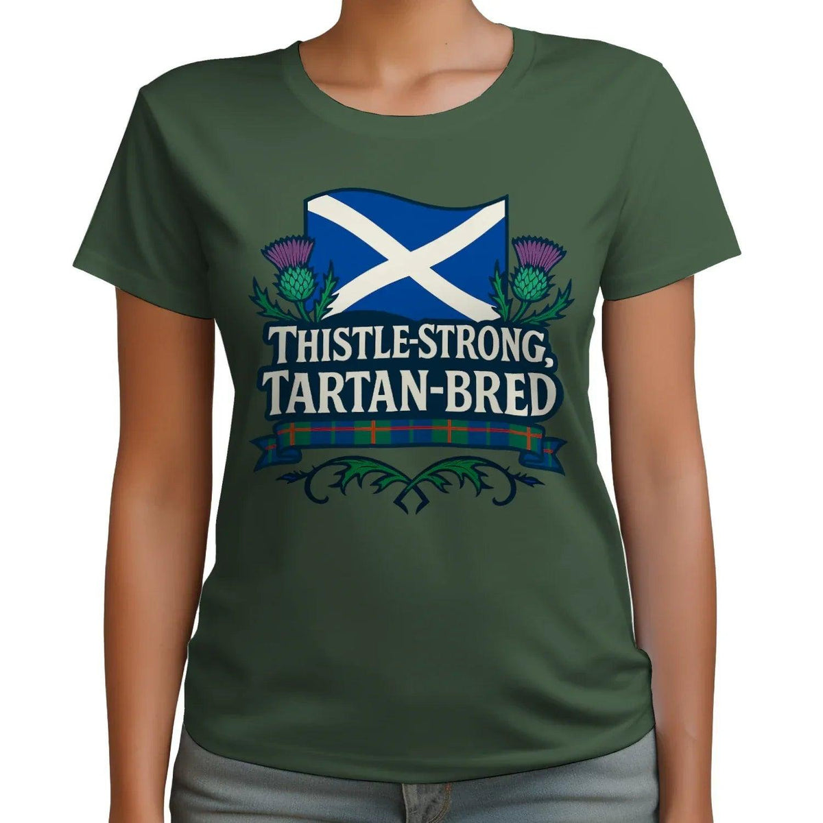 Scottish T-Shirt - Thistle Strong Tartan Unisex Streetwear - Celtic Wolfwear