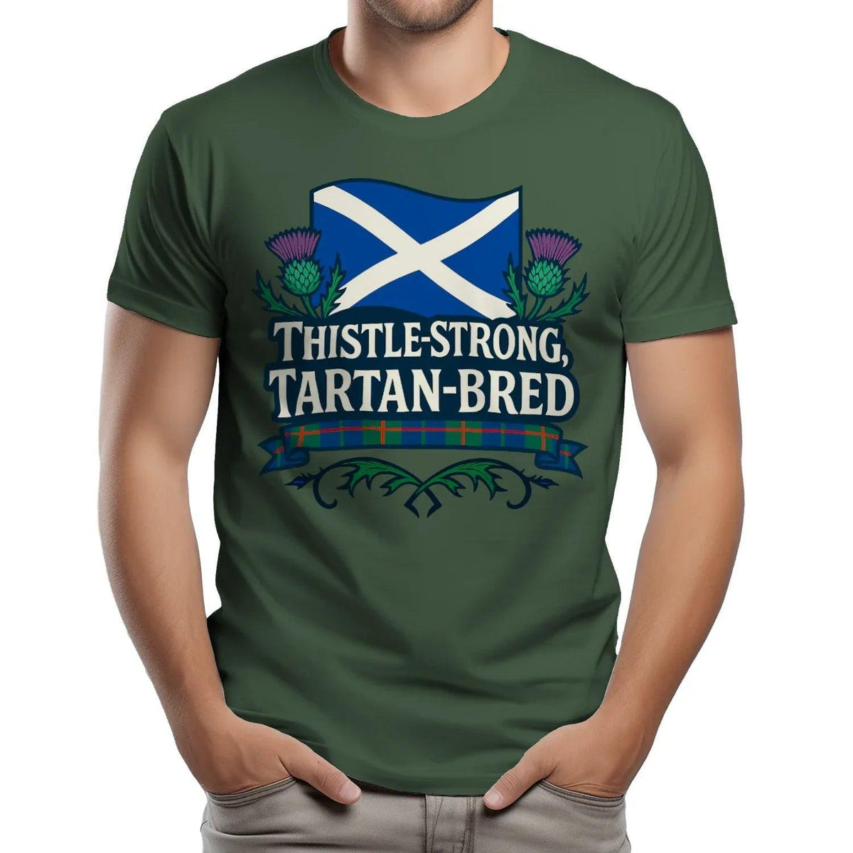 Scottish T-Shirt - Thistle Strong Tartan Unisex Streetwear - Celtic Wolfwear