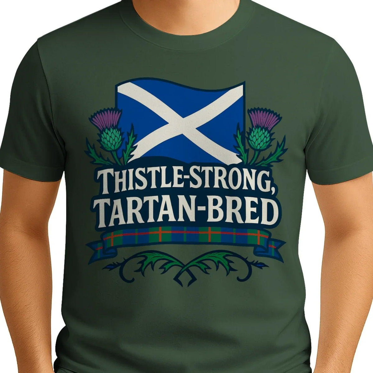 Scottish T-Shirt - Thistle Strong Tartan Unisex Streetwear - Celtic Wolfwear