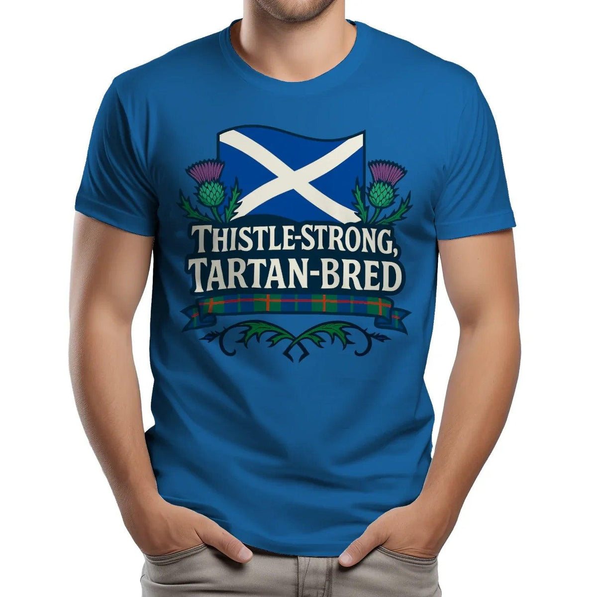 Scottish T-Shirt - Thistle Strong Tartan Unisex Streetwear - Celtic Wolfwear