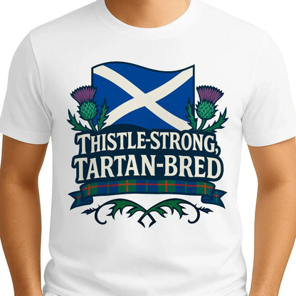 Scottish T-Shirt - Thistle Strong Tartan Unisex Streetwear - Celtic Wolfwear