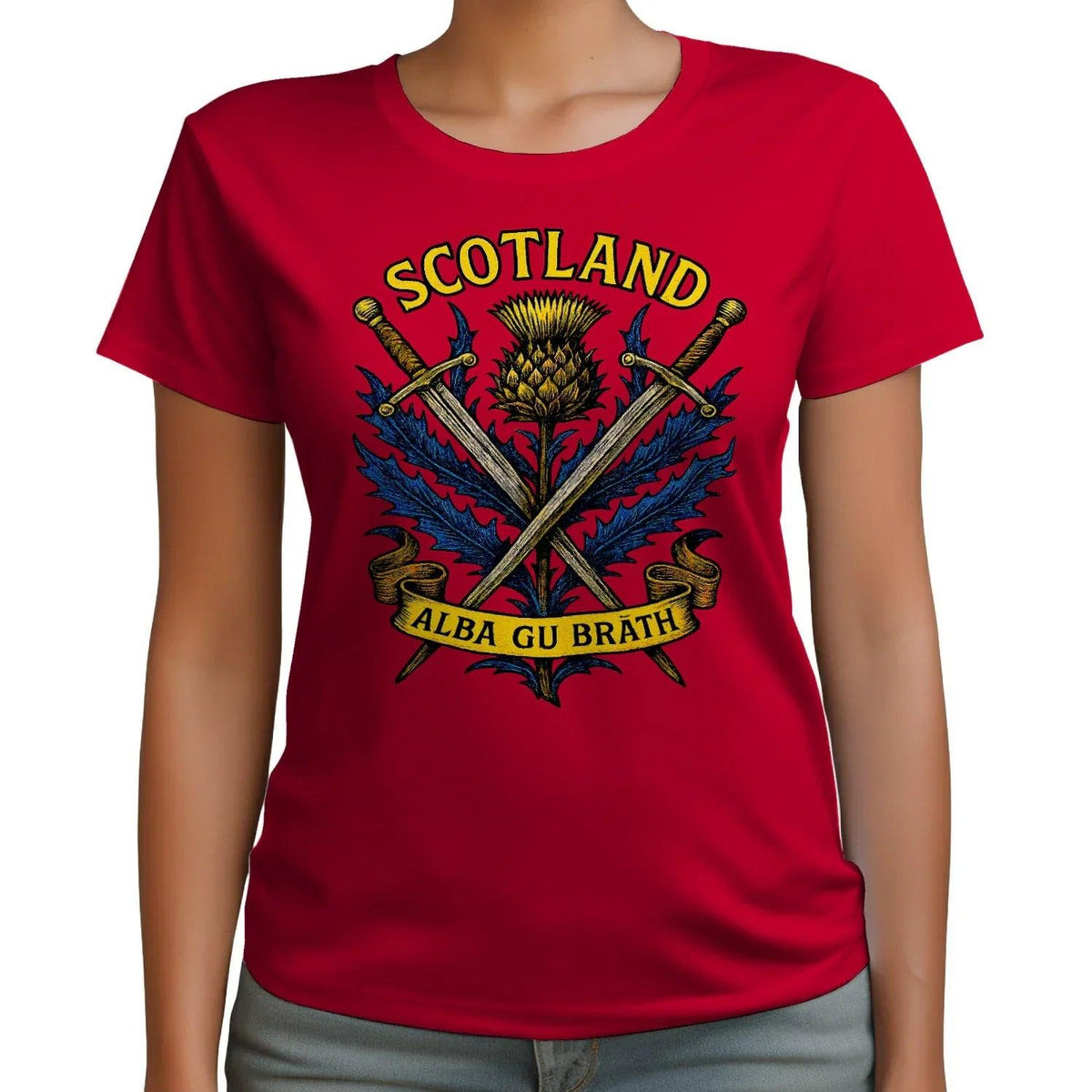 Scottish T-Shirt - Warrior Spirit Swords and Thistle - Celtic Wolfwear