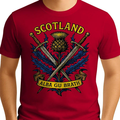 Scottish T-Shirt - Warrior Spirit Swords and Thistle - Celtic Wolfwear