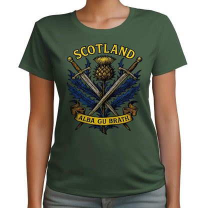 Scottish T-Shirt - Warrior Spirit Swords and Thistle - Celtic Wolfwear
